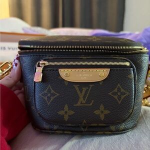 Louis Vuitton Monogram Crossbody bum Bag - Brown and Gold Accents